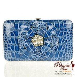 Designer Inspired Flower Wallet w/ Crystal Rhinestone